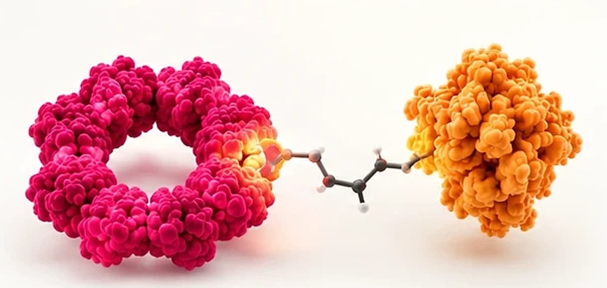 A PRX ring and a cargo protein joined by a chemical cross-linker